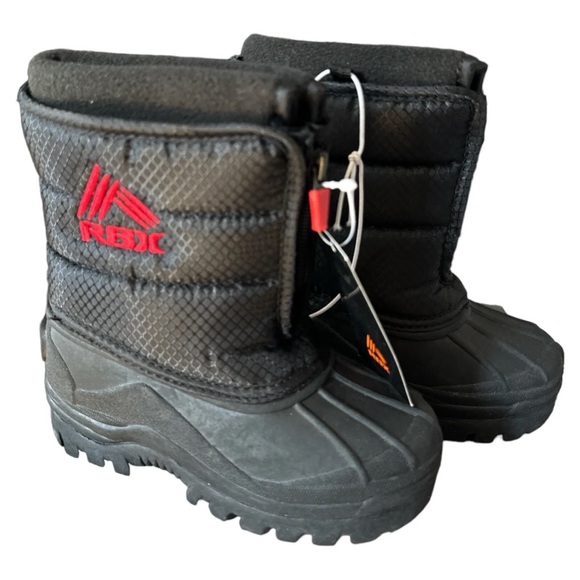 Kids Winter snow boots Size 9 RBX with removable lining  black and red - Picture 3 of 11